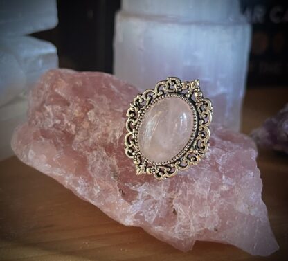 Large Gemstone Ring - Rose Quartz