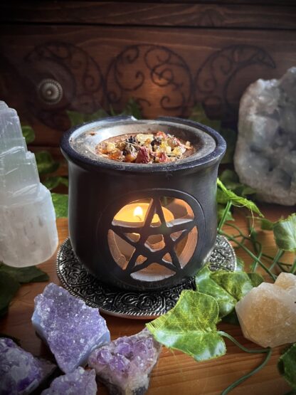 Pentacle soapstone mesh resin burner