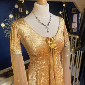 Rowan’s Closet Elven Dress, Chiffon Honey Gold