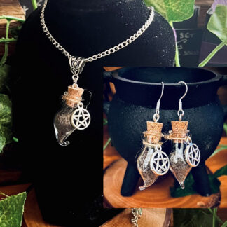 Black Salt & Obsidian earrings and necklace
