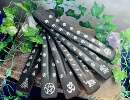 Black Antiqued Wooden Incense Holders