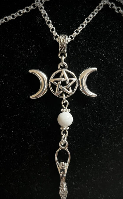 Triple Moon Goddess Necklace - Howlite