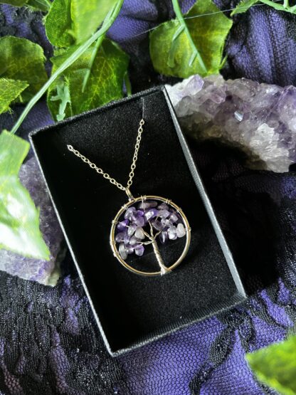 Tree of Life Gemstone Chip Necklaces - Amethyst