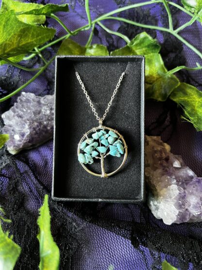 Tree of Life Gemstone Chip Necklaces - Blue Howlite