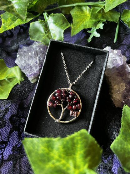 Tree of Life Gemstone Chip Necklaces - Garnet