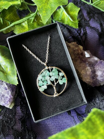 Tree of Life Gemstone Chip Necklaces - Green Aventurine