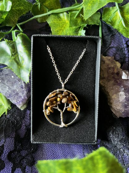 Tree of Life Gemstone Chip Necklaces - Tigers Eye
