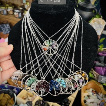 Tree of Life Gemstone Chip Necklaces