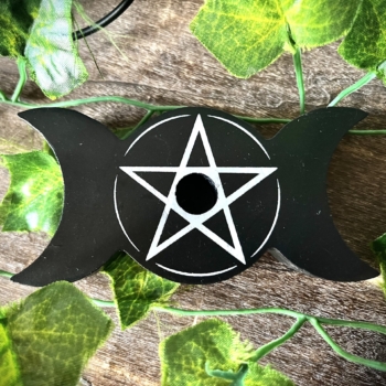 Triple Moon Pentagram Spell Candle Holder