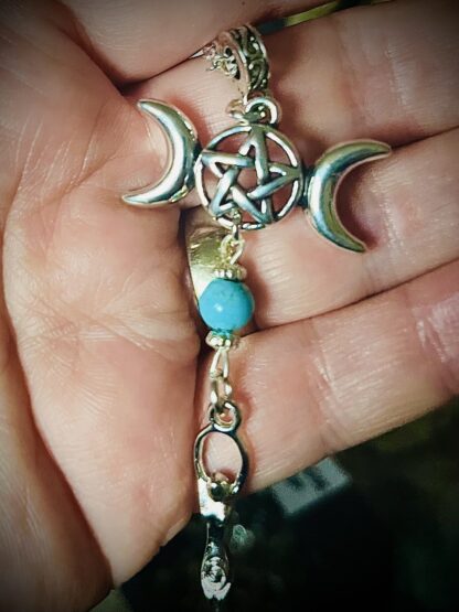 Triple Moon Goddess Necklace - Turquoise