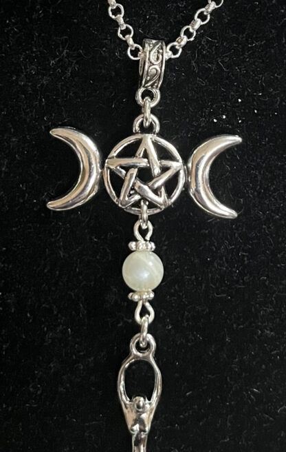 Triple Moon Goddess Necklace - Moonstone