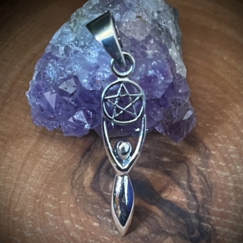 925 Silver Goddess and Pentagram Pendant