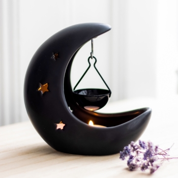 Black Crescent Moon Hanging Oil Burner