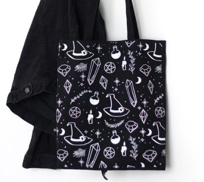 Crystal Witch Print Polycotton Tote Bag