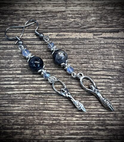 Larvikite & Goddess earrings