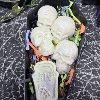 Samhain Soy Wax Melts Skulls in Coffin