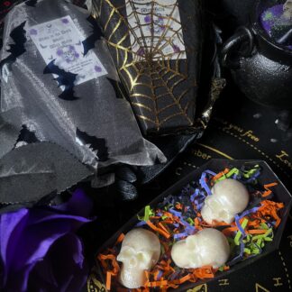 Samhain Soy Wax Melts Skulls in Coffin