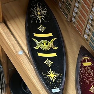 Enamel Incense Bowl - Mango Wood - Triple Moons