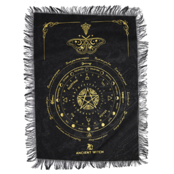 Pendulum Divination Cloth – Mystic Moth – Black & Gold