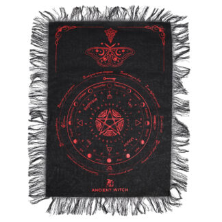 Pendulum Divination Cloth - Mystic Moth - Black & Blood Red