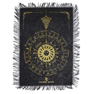 Pendulum Divination Cloth - Sun Face - Black & Gold