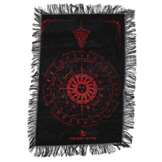 Pendulum Divination Cloth - Sun Face - Black & Blood Red