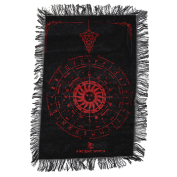 Pendulum Divination Cloth – Sun Face – Black & Blood Red