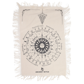 Pendulum Divination Cloth – Sun Face – Natural & Black